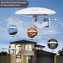 Outdoor TV Antenna -Antop Omni-Directional 360 Degree Reception Antenna Outdoor, Attic,RV Used, 65 Miles Range Amplifier Booster 4G LTE Filter, Waterproof, Anti-UV Easy Install (PL-4348226423)