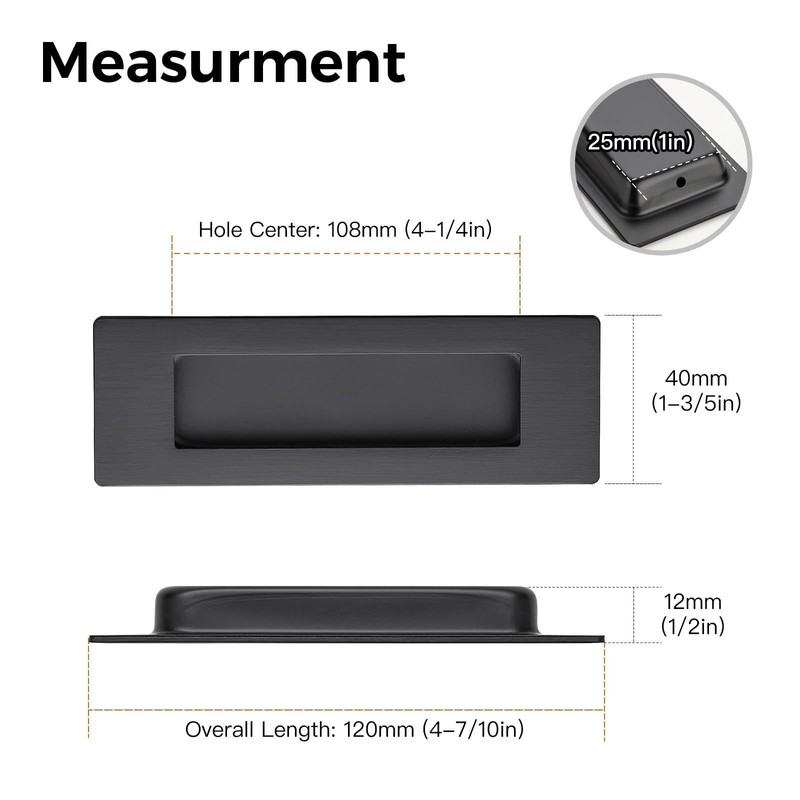 Ravinte 2 Pack Black Cabinet Pulls - Recessed Finger Pulls