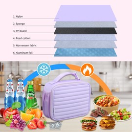 DWBAG Insulated Lunch Bag for Women/Men Reusable Lunch Box for Office Work Picnic Beach Leakproof Cooler Bag Freezable Lunch Bag for Adult (Purple)