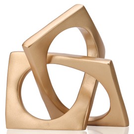 LCCCK Modern Geometric Sculpture Orange Knot Statue Decor, Home Orange Bookcase Centerpiece Jax Decorative, Geometric Tabletop Sculpture and Figurines, for Home Decor Accent Cube Decorative Ornaments