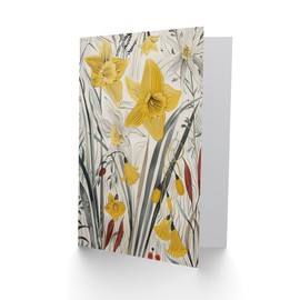 Artery8 Greeting Card Daffodils Floral Artwork Spring Wildflowers For Her Woman Birthday Card