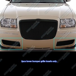 APS Compatible with 2005-2010 Chrysler 300 Stainless Steel Bumper Black Mesh Grille Grill Insert R76636H