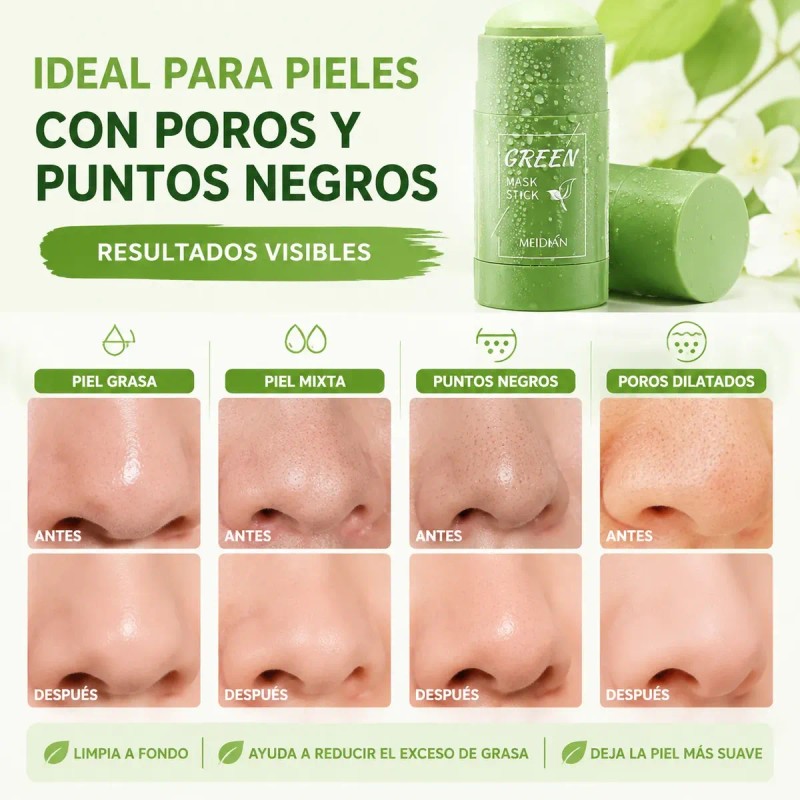 Mascarilla En Barra, Té Verde, Antiacné, Limpieza Profunda