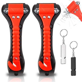 Emergency Hammer Car with Belt Cutter, 2 Pieces Portable Emergency Hammer Car, Seat Belt Cutter Emergency Hammer for Car, Window Breaker 2 in 1, Set Car Safety Hammer, Hammer with Whistle for Car, Bus