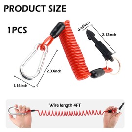 YGDMD 4Ft Trailer Breakaway Cable,High Rebound Trailer Brake Away Cable with Tensioning,Spring-Coiled Trailers Emergency Brake Cables Trailers Accessories for Secure Towing