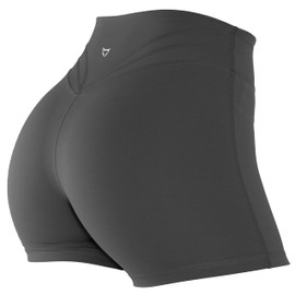 TomTiger - Pantalones cortos de entrenamiento para mujer, cintura alta, gimnasio, correr, yoga, bicicleta, ejercicio activo para mujer, control de abdomen corto, 3 pulgadas, Gris-oscuro, L