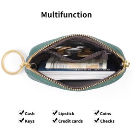 SENDEFN Mini Coin Purse Soft Leather Small Coin Pouch Purses Women Zipper Pocket with Key Ring