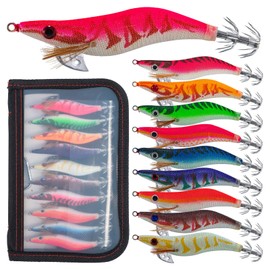 Goture Egi Lures Set of 10, Built-in Rattle, Luminous No. 3.5, Squid, Octopus, Bait Tree, Rattle