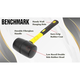 Benchmark - Rubber Mallet Set - 3 Sizes (8 oz, 16 oz, 32 oz) - Durable Low Recoil Rubber Heads with Sure Grip Fiberglass Handles