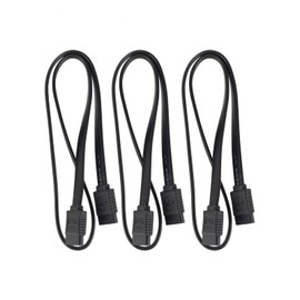 Herfair 3x 50cm SATA III Cable in Set S-ATA 3 Data Cable - HDD SSD Connecting Cable Connecting Cable Metal Clip 6 GBit/S - 2 Straight L-Type Plug (black)