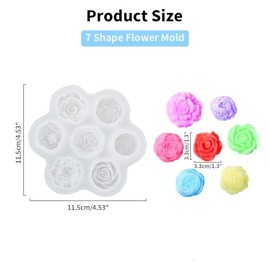 Molde de Silicona para Velas de Flor, 7 Cavidades Moldes de Silicona para Jabones de Flores 3D con 12 Mechas, Aplicable a Cumpleaños, Baby Shower, Aniversario, Día de San Valentín