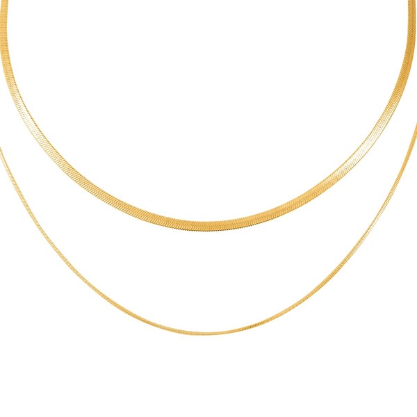 MILAKOO Chain Necklace Gold Plated Herringbone Necklace for Women Snake