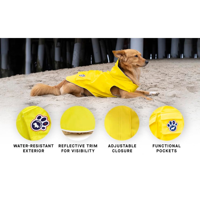 Canada Pooch Torrential Tracker Dog Rain Jacket (Black, 8 (7-9"