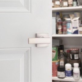 Kwikset Breton Dummy Door Handle, Single Sided Lever for Closets, French Double Doors, and Pantry, Satin Nickel Non-Turning Reversible Interior Push/Pull Lever, with Microban Protection