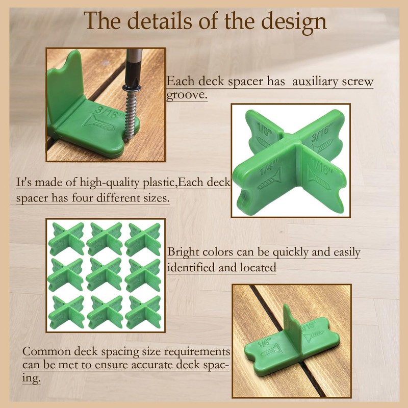 Chlmetf 6Pcs Reusable Decking Spacers with high-Quality Plastic and 4