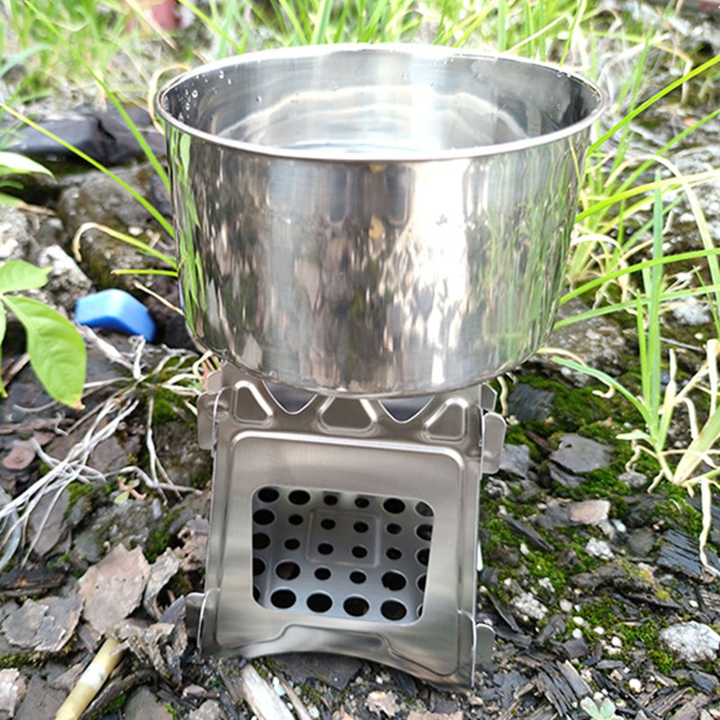 Camping Stove 304 Stainless Steel Folding Backpacking Burning Stove Portable