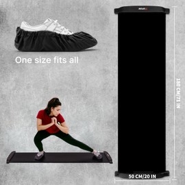 ZUFUMI Slide Board(71"L x 20"W),Balance Workout Sliders with End Stops,Exercise Slide Board With 1 Mesh Carrying Bag,2 Sets of Shoes Booties for Beginners and Pros (Black)