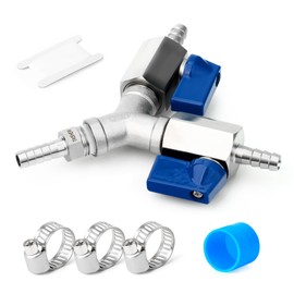 TAISHER 304 Stainless Steel 3 Way Shut Off Ball Valve，3/8" Hose Barb 2 Switch Y Shaped Valve for Fuel/AIR/Lquid/Gas