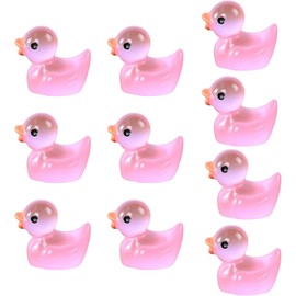 10Pcs Miniature Animal Figures, Miniature Duck Tiny Animal Figurine Mini Ornament Kits for Present for Home Decoration，Dollhouse Accessories，Dollhouse Décor (Rose Red)