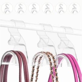 Purse Hanger Organizer for Closet, 6 Pack - Durable Luxury Acrylic Holder for Handbags, Tote Bags, School Bags, Backpacks, Crossover