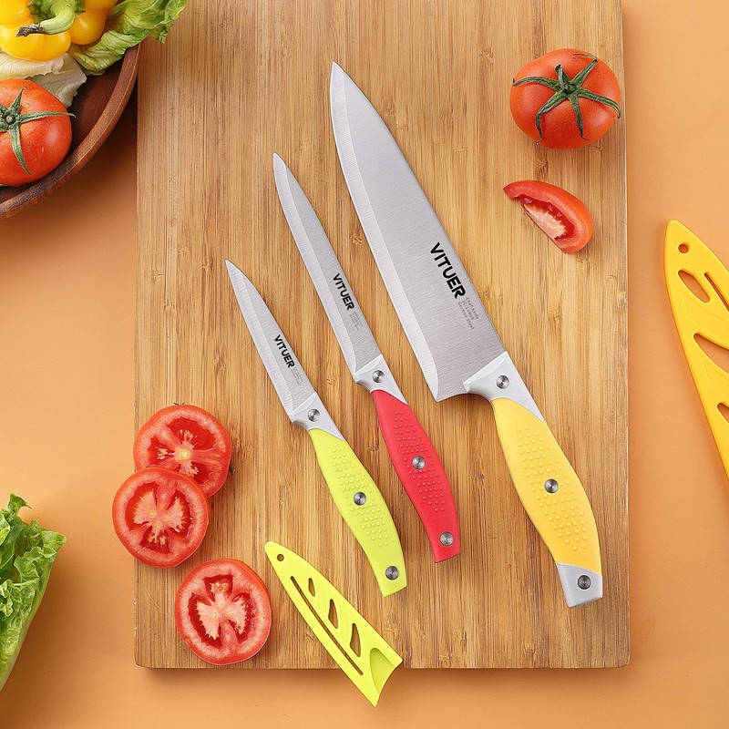 VITUER Chef Knife, 3PCS Kitchen Knife, Multicolor Stainless Steel Sharp
