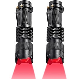 Red Flashlight LED One Mode Red Light Single Mode Red LED Torch Scalable Red Light Flashlight for Astronomy Aviation Night Observation (2 Pieces)