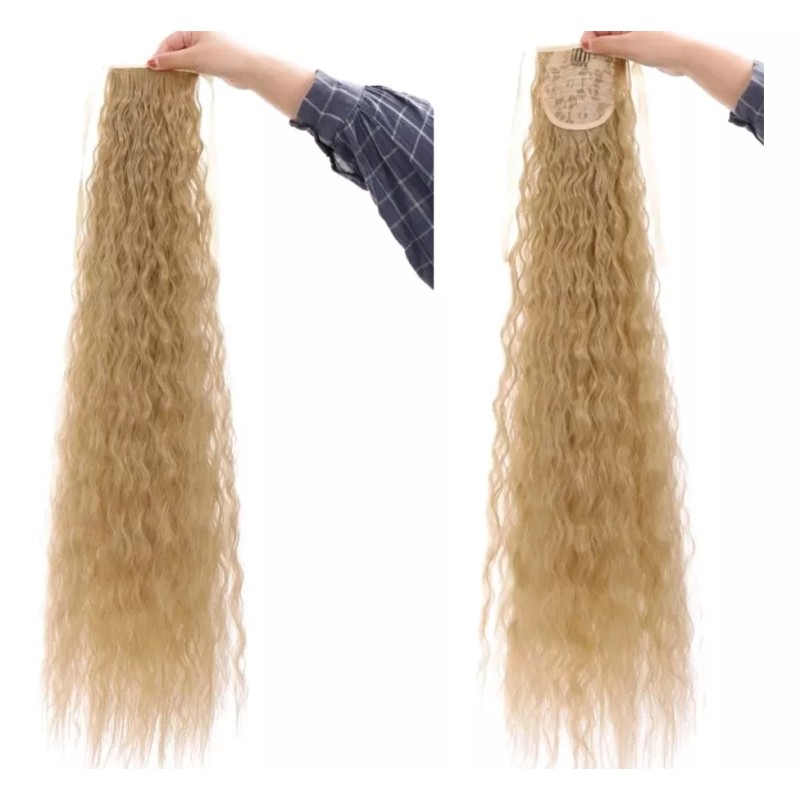 TASSYME ACCESORIOS Coleta Extra Larga Rizada Cabello Sintético Rubio Claro