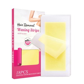 18Wax Strips for Hair Removal - Facial Hair Removal for Women - Waxing Kit for Face, Body, Arms, Legs, Chest, Back, Bikini & Brazilian 18ct Waxing Strips-Yellow