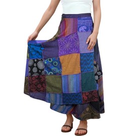 Agan Traders Women’s 2025 Boho Maxi Skirt for Fall Patched Tie Up High Waisted Long Skirt Bohemian Wrap Cover Up, Purple, Small-Medium