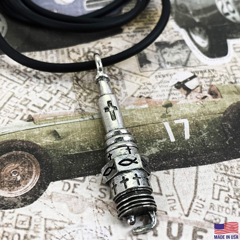 FORGIVEN JEWELRY Spark Plug Necklace (Antique Silver)
