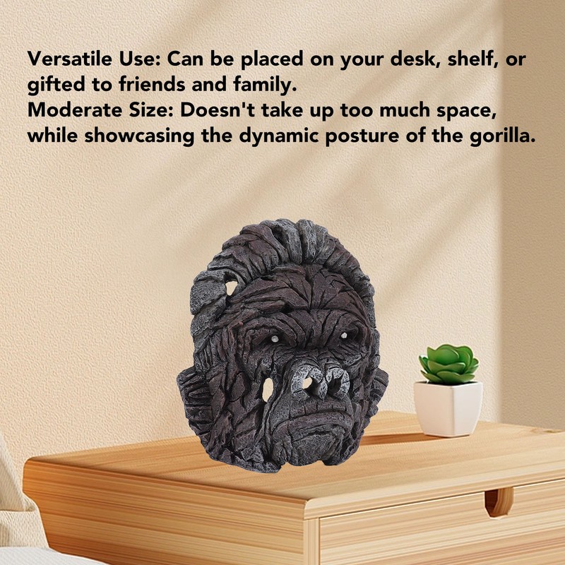 Gorilla Head Sculpture 6.3in Animal Head Figurine Resin Hollow Out
