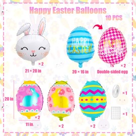Easter Egg Balloons, Easter Decorations with Easter Bunny Balloons and Colorful Egg Balloons, Easter Party Decorations (Colorful Egg)
