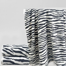 USTIDE Soft Bath Towels Sets of 3 Absorbent Hand Towels Black Zebra Strips Print Towels for Bathroom Gym Bath Sheets (Black and White,1 Bath Towel, 2Hand Towel)