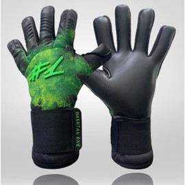 #1 Hashtag One Profi Grip Goalkeeper Gloves for Adults and Children, Men's Football Gloves, Various Sizes and Colours (5, Black/Green)