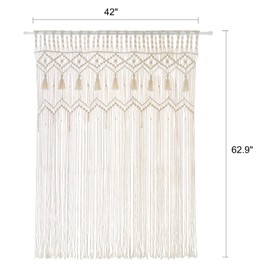 Mkono Macrame Curtain Large Boho Woven Wall Hanging Window Curtains Handmade Bohemian Decor for Window Doorway Closet Wedding Backdrop Arch Bedroom Living Room Apartment, 42''Wide x 62.9''Long