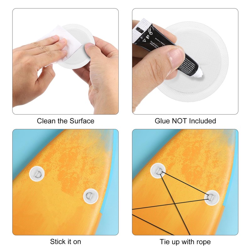 PATIKIL D-Ring Patch, 6 Pcs Stainless Steel D-Ring PVC Patch