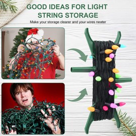 12 Pcs Christmas Light Storage Holder, Rotating Handle Holiday Light Storage Cord Wind Up Storage Reel, Portable Xmas Lights Organizer for String Lights, Extensions Cords, Garland, Beads, Rope