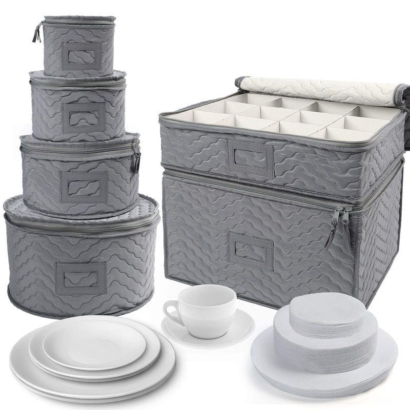 LotFancy China Storage Containers - Quilted 6-Piece Set Storage Box-