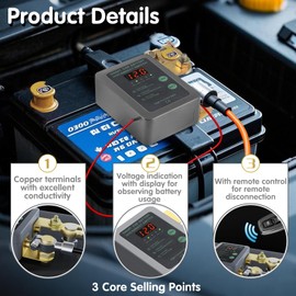 Pilispark Remote Battery Disconnect Switch,Auto Shut Off Switch Anti-Theft, Upgrade Smart Voltage Kill Device,Prevent Battery Drain, for Truck, Rv,Car12V, 240A