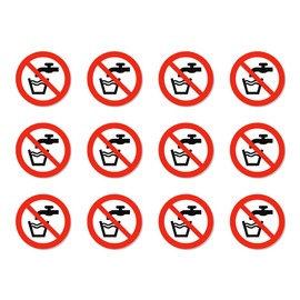 No Drinking Water, Prohibition Sign: P005 - DIN EN ISO 7010 / ASR A1.3 - Sticker: Diameter 2.5 cm, Pack of 12