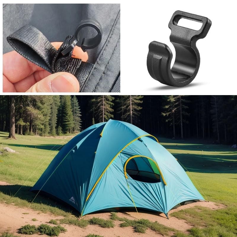 Tent Clips 20-Pack - 22mm Black Plastic C Clamps for