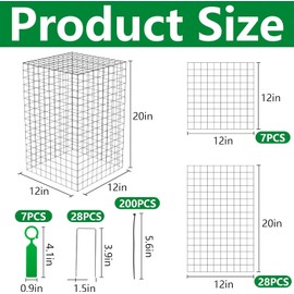 Adnee 7 Pack Wire Plant Protector with Cover-20x12x12 Inch Detachable Square Wire Cages to Prevent Animals-Metal Garden Plant Protector Cages for Protecting Plants Vegetables Flowers
