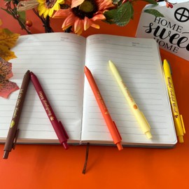 Jxueych 5pcs Fall Cute Gel Pens Autumn Reward Gift Thanksgiving Day Supplies Comfortable Writing Black Ink Medium Point 0.5 mm Gift Pretty Pens for Office Gifts (K)