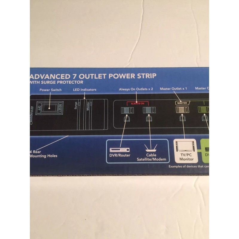 Sunbeam Power Strip 7 Outlet Surge Protector Master Controls 5