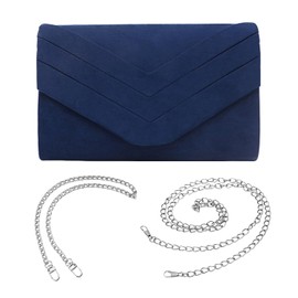 ZBHDEYG 1 x women's handbag with 1 chain, 1 x replacement chain, women's clutch, wedding shoulder bag, women's dating slant bag, blue