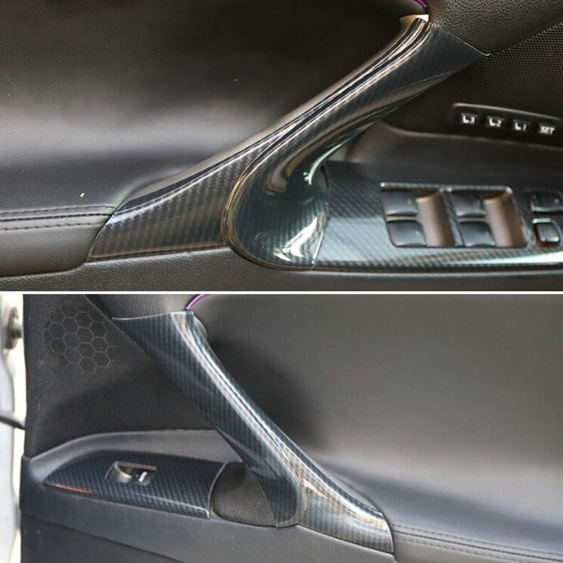 4Pcs Carbon Fiber Color Interior Door Armrest Panel Trim Plastic