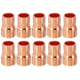 PATIKIL 3/8" to 5/16" ID Copper Reducer, 10pcs 99.9% Pure Copper Reducing Coupling Pressure Fitting Pipe Tube Connector Adapter with Sweat Solder Connection