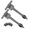 Black Cast Iron Spear Hinges Leaf Design Pair - 9