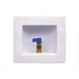 Water-Tite 87971 Square Ice Maker Outlet Box - Quarter-Turn Brass Valve, 1/2-Inch CPVC Connection, White Plastic