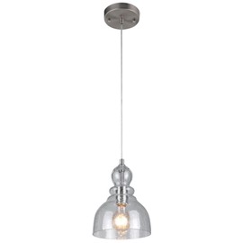 Westinghouse Lighting 6100700 One-Light Indoor Mini Pendant, Brushed Nickel Finish with Clear Seeded Glass